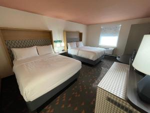 班戈班戈假日酒店的酒店客房设有两张床和窗户。