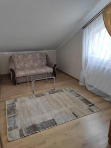 特鲁斯卡韦茨Сімейний відпочинок的带沙发和地毯的客厅