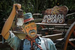 贝尔格拉诺将军镇Posada de Campo - Hotel Boutique - Adults Only的手持灯帽的男人的雕像