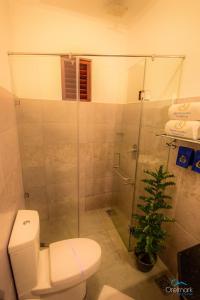 阿维瑟韦勒西塔瓦卡摄政酒店的一间带卫生间和玻璃淋浴间的浴室