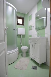 巴伊纳巴什塔Apartmani Ogi i Ana的浴室配有卫生间、盥洗盆和淋浴。