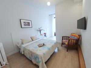 马德里阿利坎特旅馆的一间小卧室,配有一张床和一把椅子