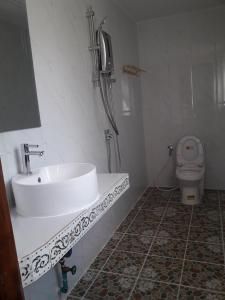暹粒Khun Pich Apartments的一间带水槽和卫生间的浴室