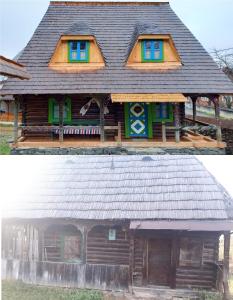 BrebCasa Moroșenilor - Breb的改造前后两幅房子的照片