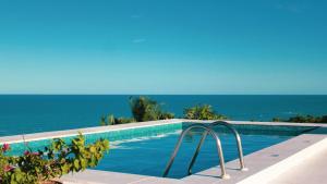 阿拉亚尔达茹达马伊特酒店的一座背景海洋的游泳池