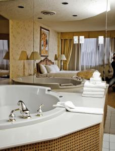 尼亚加拉瀑布瀑布风景旅程住宿酒店的一间带水槽和床的浴室