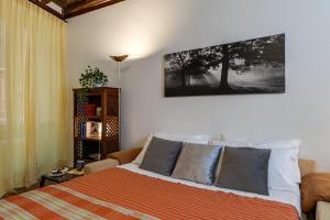 罗马Vicolo Antico Apartment的卧室配有一张床,墙上挂着一幅画