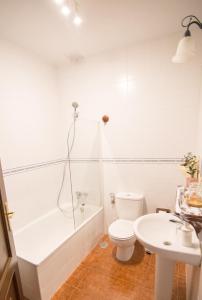 希梅拉德利瓦尔Hotel Rural Inz-Almaraz的带浴缸、卫生间和盥洗盆的浴室