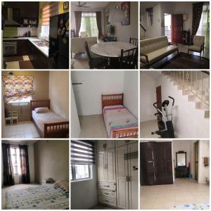 Kampong Belah DuaSutera Damai Homestay的厨房和客厅的照片拼合在一起