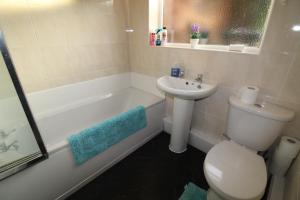 CodnorLoscoe House的浴室配有盥洗盆、卫生间和浴缸。