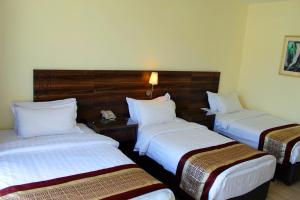 亚喀巴拉科斯塔酒店的酒店客房带两张床和电话
