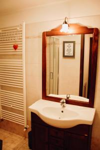 努斯Maisonette的一间带水槽、镜子和淋浴的浴室