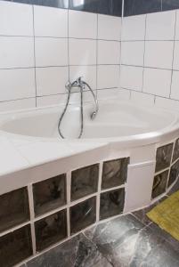 扎耶奇帕拉维达旅馆的浴室设有浴缸和淋浴。