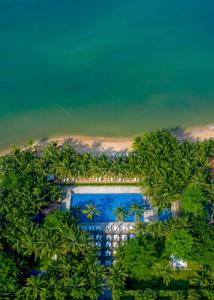 富国Salinda Resort Phu Quoc - Sparkling Wine Breakfast的棕榈树建筑的顶部景色