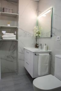 贝赫尔-德拉弗龙特拉Apartamento Calma的白色的浴室设有卫生间和水槽。