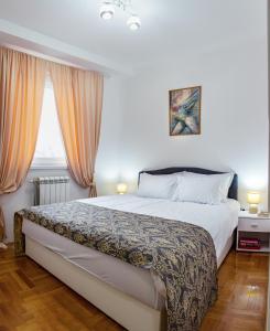 斯雷姆斯卡米特罗维察Apartman Mia的一间卧室设有一张大床和两个窗户。