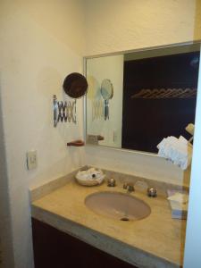 阿卡普尔科Hotel Las Torres Gemelas Acapulco的浴室设有盥洗盆、镜子和台面