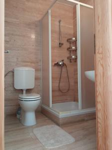 普利兹巴Ratak House的浴室配有卫生间、淋浴和盥洗盆。