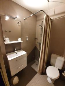 克卢尼saint odilon的浴室配有卫生间、盥洗盆和淋浴。