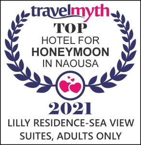 纳乌萨Lilly Residence-All Sea View Suites, Adults Only的诺加西亚蜜月酒店标志