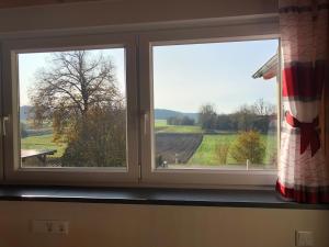GeorgensgmündFerienwohnung Zückner, Fränkisches Seenland的客房享有田野景致,设有2扇窗户。
