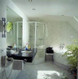 阿滕多恩爱诗诺兰伯格酒店的带淋浴、盥洗盆和浴缸的浴室