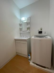那霸Glanz-Inn Matsuo的一个带水槽和洗衣机的小厨房
