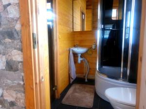 沃鲁Juba Holiday House的一间带水槽和卫生间的小浴室