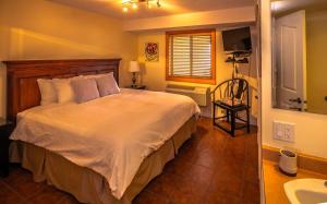 基洛纳四季住宿加早餐旅馆的一间卧室设有一张大床和一个水槽