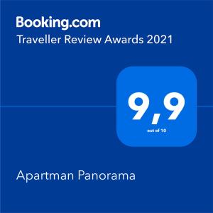 武科瓦尔Apartman Panorama的带有抵达时间的文本框的截图