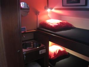 阿姆斯特丹阿凡提号客轮酒店的小房间设有水槽和一张双层床