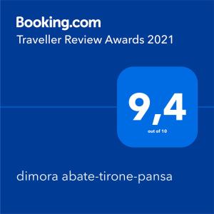 dimora abate-tirone-pansa的证书、奖牌、标识或其他文件