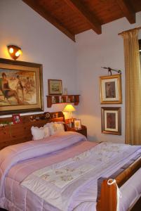 卡斯泰尔夫兰科埃米利亚马切罗堂乡村民宿的卧室配有一张大床,墙上挂有绘画作品