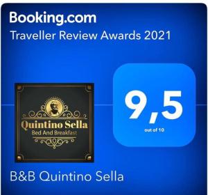 伊格莱西亚斯B&B Quintino Sella的手机的屏幕,带有旅行评审奖的标志