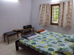 奇克马格尔Siderbhan Homestay的卧室配有床、椅子和窗户。