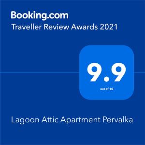 Lagoon Attic Apartment Pervalka的证书、奖牌、标识或其他文件
