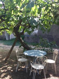 迈兹Saint Paul le Marseillais Gites的树下桌椅