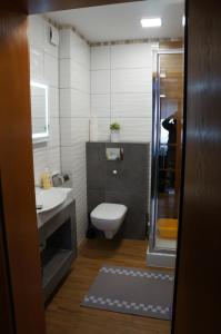 赫尔POKOJE GOŚCINNE ATOL的浴室配有卫生间、盥洗盆和淋浴。