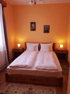 伯伊莱图什纳德Villa Atriolum的一间卧室配有一张带2个床头柜的大床
