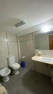 圣马丁德洛斯Samay Huasi - 3 dorm en suite - inmejorable ubicación - cochera cub的一间带卫生间和水槽的浴室