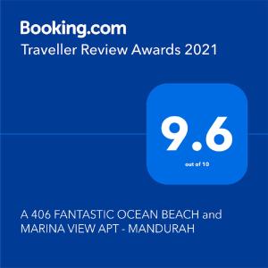 曼哲拉A 406 FANTASTIC OCEAN BEACH and MARINA VIEW APT - MANDURAH的梦幻般的海滨和码头景玛丽莲屏风公寓
