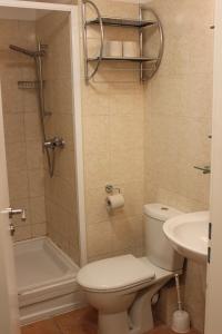 杰尔法姆洛斯克雷吉姆旅舍的浴室配有卫生间、浴缸和水槽。