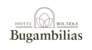 巴利亚多利德Hotel Boutique Bugambilias的酒庄标志,有窗口的酒店标志和酒庄词