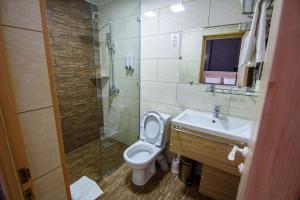 奥什Level的浴室配有卫生间、盥洗盆和淋浴。