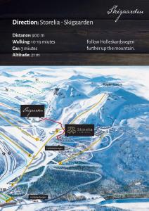 海姆瑟达尔Storelia的滑雪胜地地图,带滑雪场