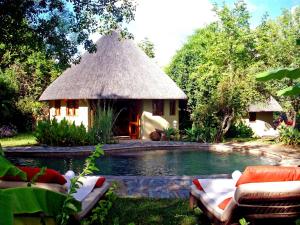 BaganiDivava Okavango Resort & Spa的一座小小屋,在院子里设有游泳池