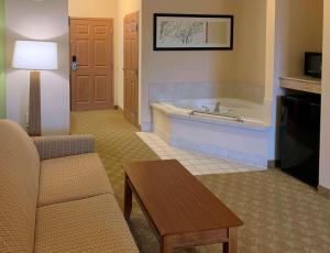 盖茨堡Sleep Inn & Suites Gettysburg的带沙发和浴缸的客厅