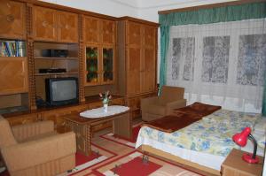 维谢格拉德扎克克拉尤才套间酒店的一间带床和电视的客厅