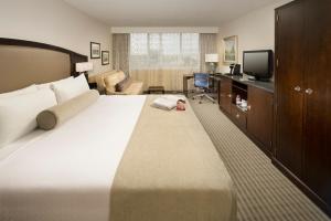 西塔科西雅图机场皇冠假日酒店的酒店客房设有一张大床和一台电视。
