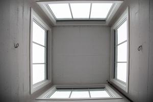 AmanaHotel Millwright的客房设有3扇窗户和天窗。